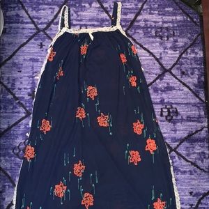 Vintage slip dress with lace trim and ties